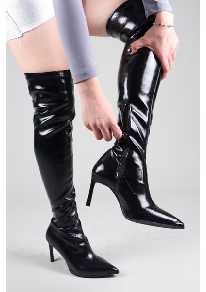 Nikki Diz Üstü Topuklu Çizme Siyah fırsatları