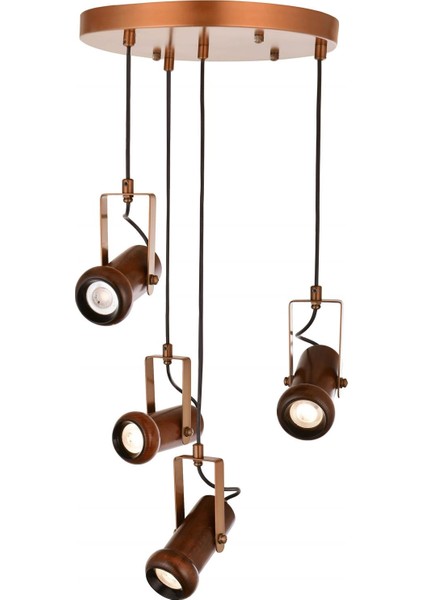 Avonnı AV-60414-4T-EX Eskitme Boyalı Modern Avize LED Metal Ahşap 35CM