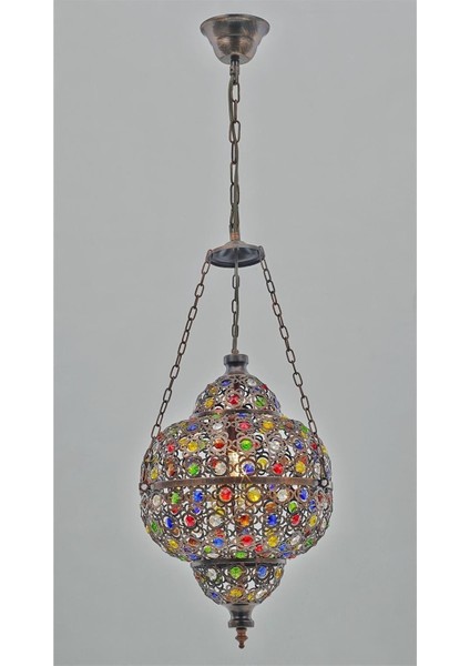 Avonnı AV-5104-1E Eskitme Kaplama Klasik Avize E27 Metal Kristal 27CM