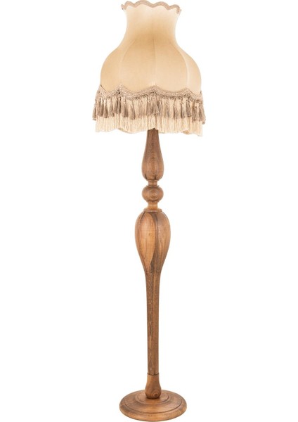 Avonnı LM-9149-1E Ceviz Boyalı Lambader E27 Ahşap Kumaş 50CM