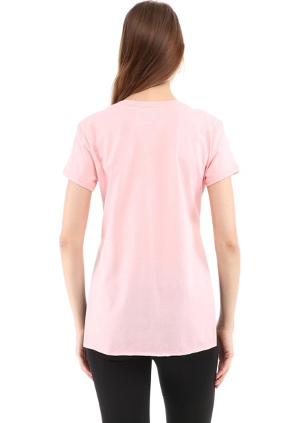 Kadın %100 Pamuk V Yaka T-Shirt Fragum Pembe fırsatları