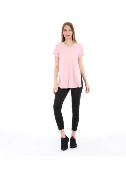 Kadın %100 Pamuk V Yaka T-Shirt Fragum Pembe indirimleri