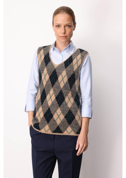 Kadın Baklava Desenli Süveter 25 modelleri