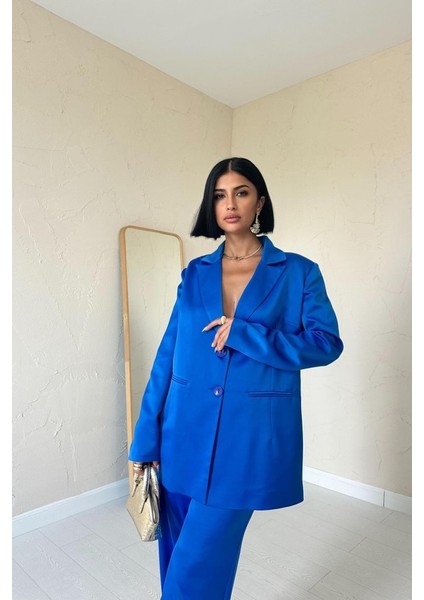 Ulak Handmader Mavi Saten Ceket ve Pantolon Takım fiyatları