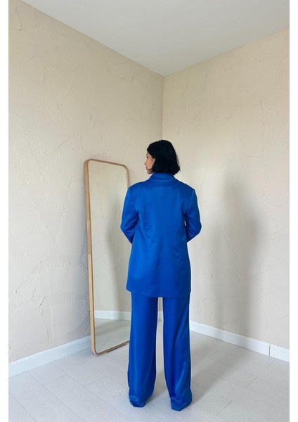 Ulak Handmader Mavi Saten Ceket ve Pantolon Takım fırsatları