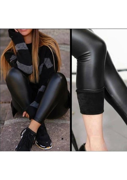 Ulak Handmader Yüksek Bel Toparlayıcı Içi Şardonlu Deri Tayt