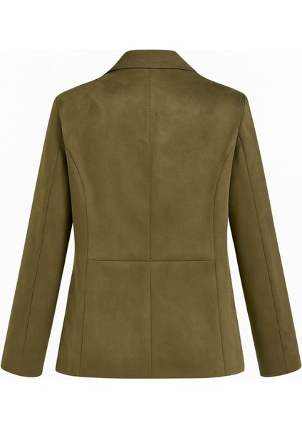4780 Kadın Normal Kesim Suni Süet Blazer Ceket Haki modelleri