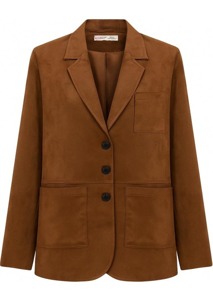 4780 Kadın Normal Kesim Suni Süet Blazer Ceket Kahve fiyatları