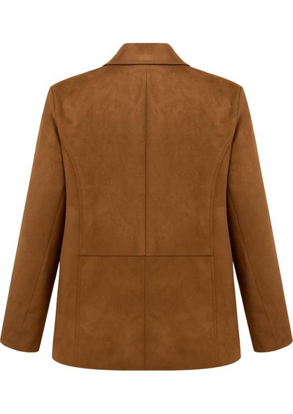 4780 Kadın Normal Kesim Suni Süet Blazer Ceket Kahve modelleri