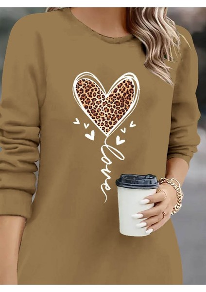 Ulak Handmader Kadın Uzun Kollu Bisiklet Yaka Kalp Desenli Kısa Viskon Elbise fiyatları