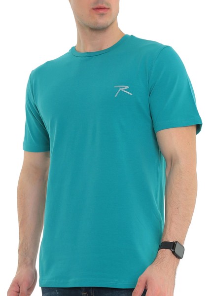 %100 Pamuk T-Shirt Gravıs Mint