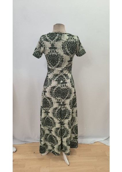 Ulak Handmader Kadın Kısa Kollu Bisiklet Yaka Puantiyeli Maksi Örme Krep Elbise indirimleri