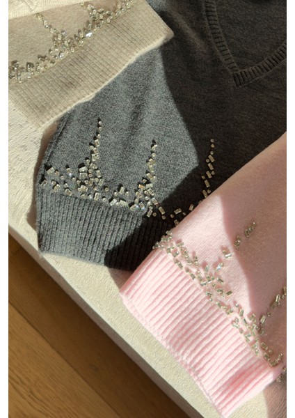 Taşlı V Yaka Orj Süveter- Taş fiyatları