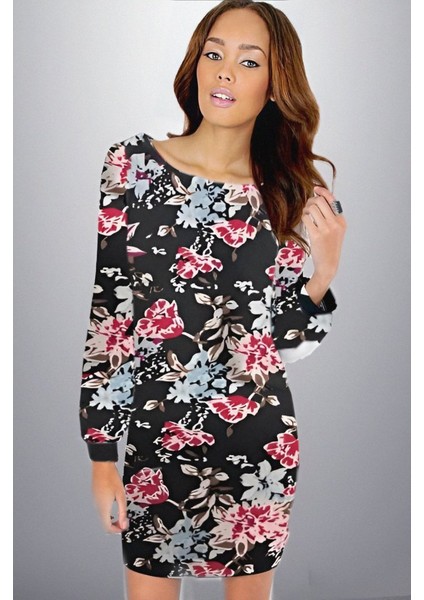 Ulak Handmader Kadın Uzun Kollu Bisiklet Yaka Dalgıç Mini Boy Elbise