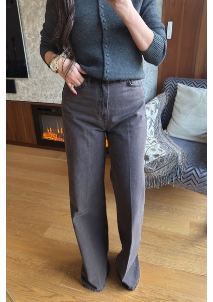 Ütü Çizgi Detay Palazzo Jean- Kahverengi