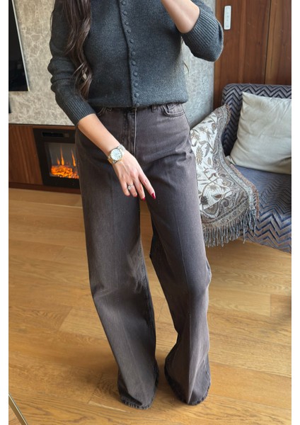 Ütü Çizgi Detay Palazzo Jean- Kahverengi modelleri