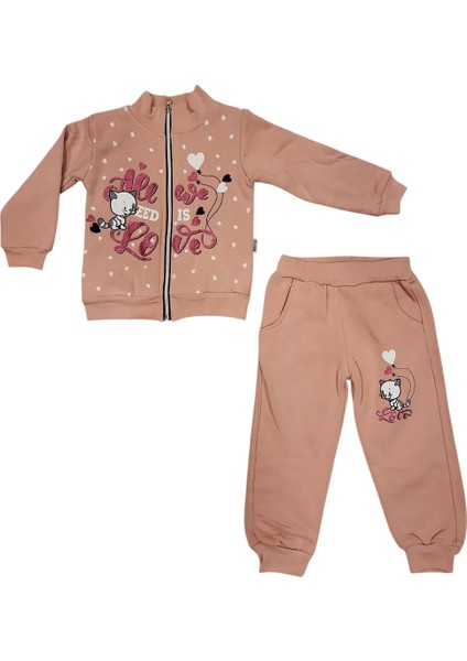 Kız Çocuk Kedili Kalın Hırkalı Takım