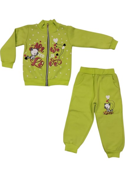 Kız Çocuk Kedili Kalın Hırkalı Takım