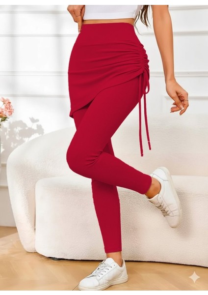 Ulak Handmader Kadın Yüksek Bel Yandan Büzgülü Alttan Uzun Kaşkorse Tayt Etek