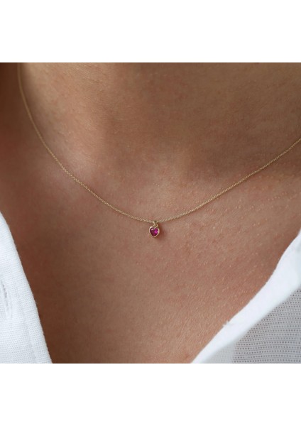 Nisera Pink Love Minimal Altın Kolye modelleri