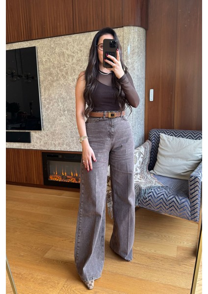 Ütü Çizgi Detay Palazzo Jean- Açık Kahve fiyatları