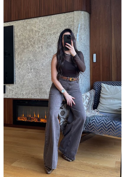 Ütü Çizgi Detay Palazzo Jean- Açık Kahve indirimleri