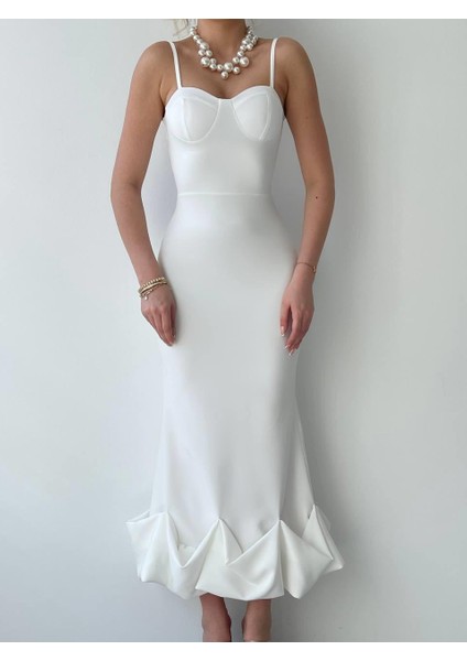 Ulak Handmader Dominic Eteği Büzgülü Midi Boy Elbise