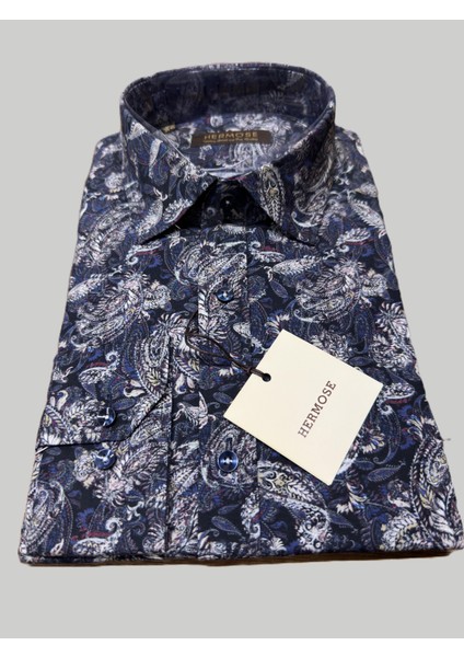 Lacivert Paisley Desenli Erkek Gömlek fiyatları