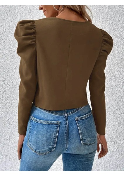 Ulak Handmader Kadın Uzun Kollu Önden Fermuarlı Balon Kol Süet Ceket indirimleri