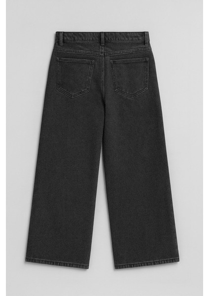 Kadın Gri Yüksek Bel Wide Leg Jean Pantolon modelleri