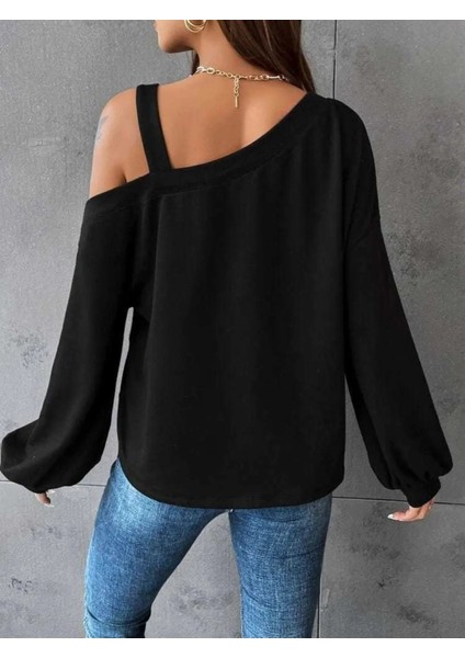Ulak Handmader Kadın Uzun Kollu Tek Omuz Askı Detay Salaş Viskon Iki Iplik Bluz fiyatları