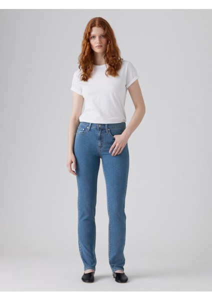 724 High Rise Straight Rollıng Rıver Kadın Mavi Jean Kot Pantolon 18883-0397