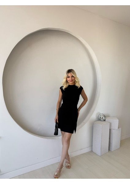 Ulak Handmader Kadın Kısa Kap Kollu Bisiklet Yaka Belden Bağlamalı Modal Mini Elbise fiyatları