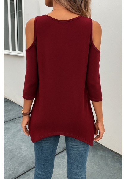 Ulak Handmader Kadın Omuzlardan Açık Sıfır Yaka Asimetrik Kesim Detay Viskon Bluz fiyatları