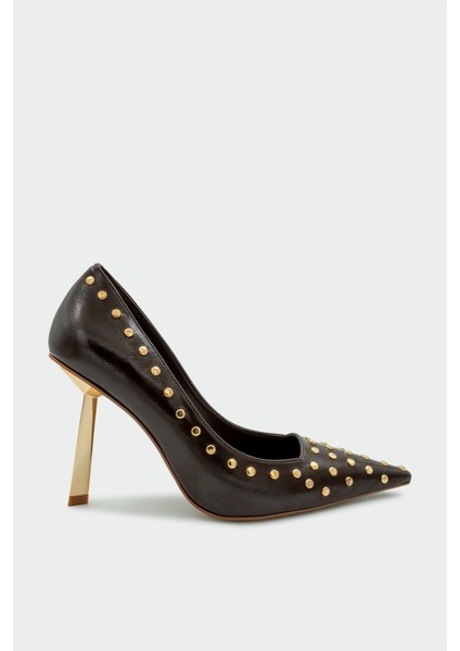 Cariel Acı Kahve Deri Kadın Troklu Topuklu Ayakkabı