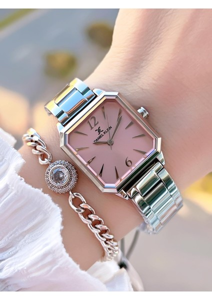 Çelik Kordon 30 mt Suya Dayanıklı Kadın Kol Saati+Bileklik BYN.14090.2