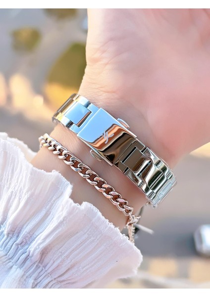 Çelik Kordon 30 mt Suya Dayanıklı Kadın Kol Saati+Bileklik BYN.14090.2 modelleri