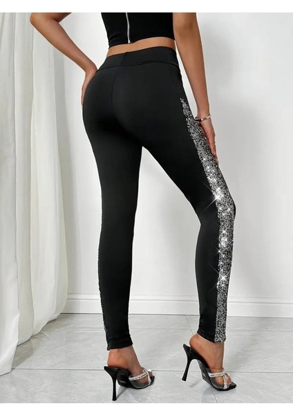 Ulak Handmader Kadın Yüksek Bel Yarı Şerit Pul Payetli Dalgıç Tayt fiyatları