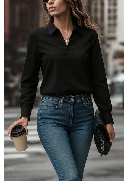 Ulak Handmader Kadın Uzun Kollu Yakalı Trikoton Gömlek modelleri