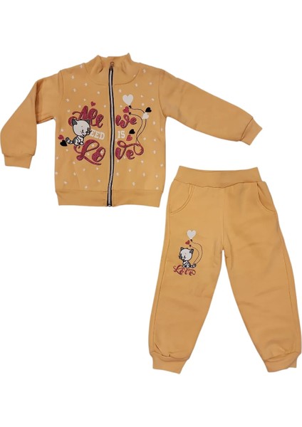 Kız Çocuk Kedili Kalın Hırkalı Takım