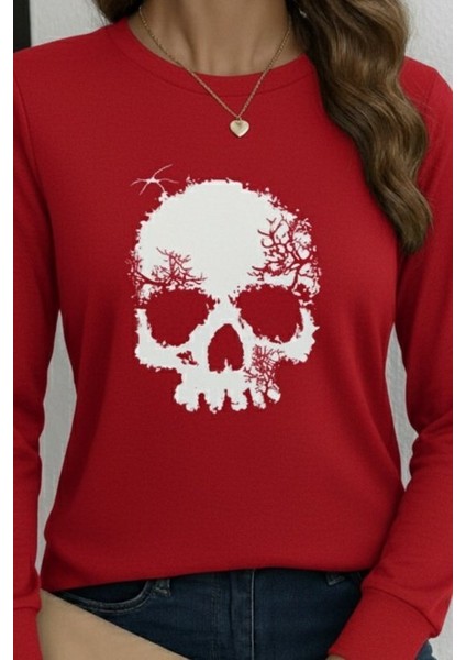 Ulak Handmader Kadın Uzun Kollu Bisiklet Yaka Kurukafa Desenli Viskon Bluz fiyatları