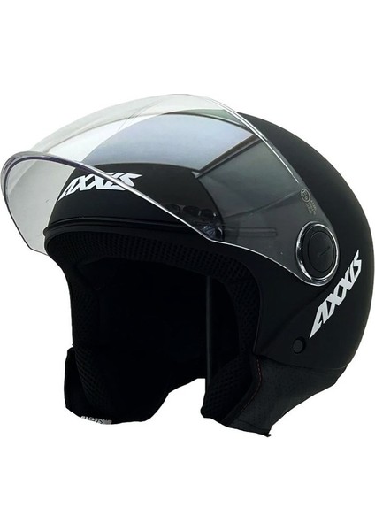 Axxıs Square S Solid A1 Matt Black Yarım Motosiklet Kaskı