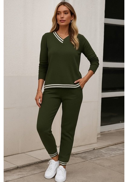 Ulak Handmader Kadın Uzun Kollu Ribana Detay Viskon Iki Iplik Ikili Takım