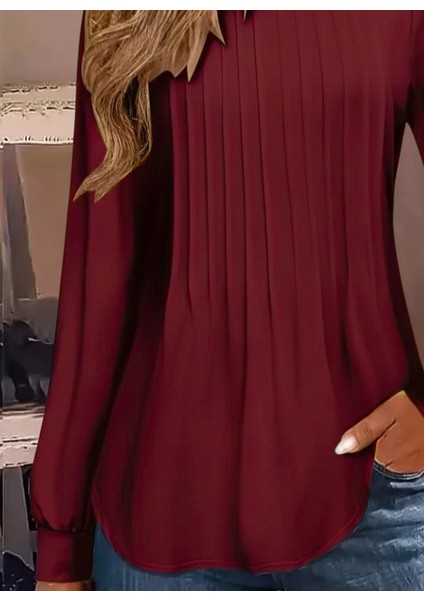 Ulak Handmader Kadın Uzun Kollu Yuvarlak Yaka Nervürlü Bluz modelleri