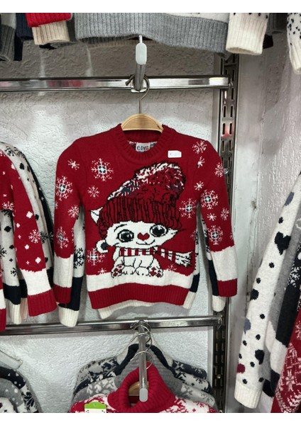 Yılbaşı Kedi Desenli Çocuk Triko Kazak fiyatları