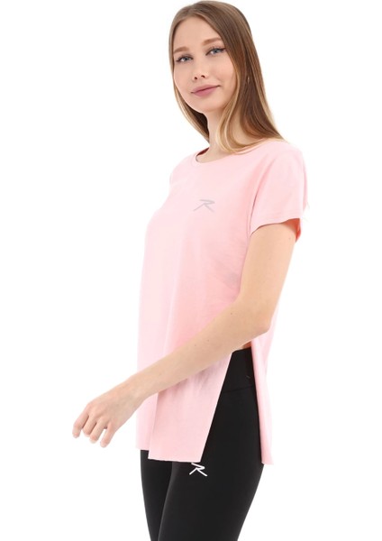 Kadın %100 Pamuk Bisiklet Yaka T-Shirt Fumus Pembe fiyatları