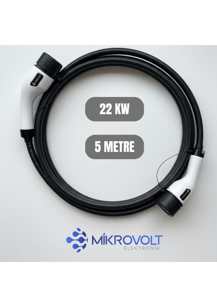 Elektrikli Araç Şarj Kablosu 22kW (5 Metre)