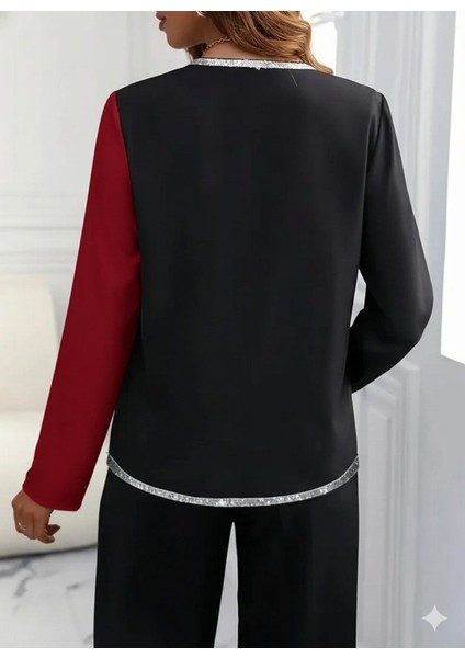 Ulak Handmader Kadın Uzun Kollu V Yakalı Pul Payet Işlemeli Ithal Krep Bluz fırsatları