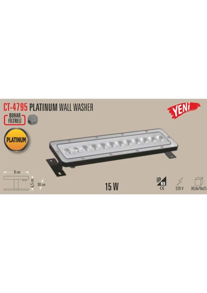 Teknikerelektrik Cata CT-4795 15W Amber Platinum Wall Washer