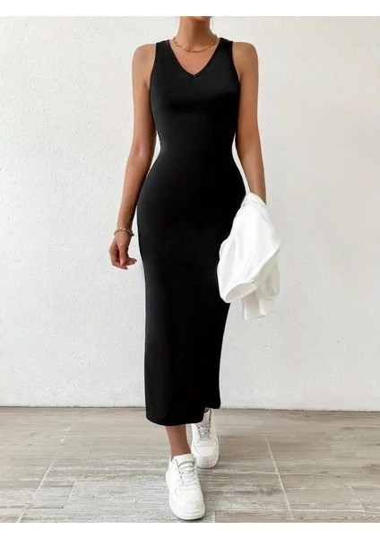 Ulak Handmader Kadın Askılı Yuvarlak Yaka Viskon Iki Iplik Elbise ve V Yakalı Bluz Ikili Takım modelleri